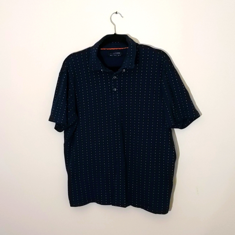Denim & Flowers| Blue Polo With Cream Polka Dots